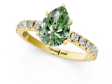 Yellow gold Fancy Green Pear  Solitaire Pavé Band with Four-Prong Setting_148