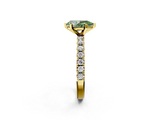 Yellow gold Fancy Green Pear  Solitaire Pavé Band with Four-Prong Setting_149