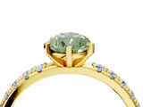 Yellow gold Fancy Green Pear  Solitaire Pavé Band with Four-Prong Setting_151