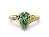 Yellow gold Fancy Green Pear  Solitaire Pavé Band with Four-Prong Setting_28