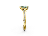 Yellow gold Fancy Green Pear  Solitaire Pavé Band with Four-Prong Setting_30