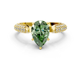 Yellow gold Fancy Green Pear  Solitaire Pavé Diamond Engagement Ring with Four-Prong Setting_115