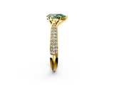 Yellow gold Fancy Green Pear  Solitaire Pavé Diamond Engagement Ring with Four-Prong Setting_117
