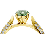 Yellow gold Fancy Green Pear  Solitaire Pavé Diamond Engagement Ring with Four-Prong Setting_119