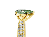 Yellow gold Fancy Green Pear  Solitaire Pavé Diamond Engagement Ring with Four-Prong Setting_120