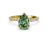 Yellow gold Fancy Green Pear  Solitaire Pavé Diamond Engagement Ring with Four-Prong Setting_39