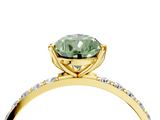 Yellow gold Fancy Green Pear  Solitaire Pavé Diamond Engagement Ring with Four-Prong Setting_43
