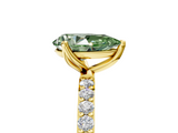 Yellow gold Fancy Green Pear  Solitaire Pavé Diamond Engagement Ring with Four-Prong Setting_44