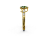 Yellow gold Fancy Green Pear  Solitaire Pavé Diamond Milgrain Engagement Ring with Four-Prong Setting_5