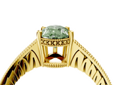 Yellow gold Fancy Green Pear  Solitaire Pavé Diamond Milgrain Engagement Ring with Four-Prong Setting_7