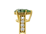 Yellow gold Fancy Green Pear  Solitaire Pavé Diamond Milgrain Engagement Ring with Four-Prong Setting_8