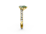 Yellow gold Fancy Green Pear  Solitaire Pave Diamond Engagement Ring with Four-Prong Setting_248