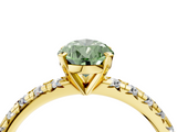Yellow gold Fancy Green Pear  Solitaire Pave Diamond Engagement Ring with Four-Prong Setting_250