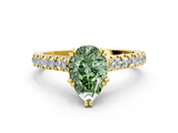 Yellow gold Fancy Green Pear  Solitaire Pave Diamond Engagement Ring with Prong Setting_20