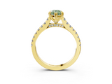 Yellow gold Fancy Green Pear  Solitaire Pave Diamond Engagement Ring with Prong Setting_23