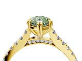 Yellow gold Fancy Green Pear  Solitaire Pave Diamond Engagement Ring with Prong Setting_24