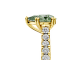 Yellow gold Fancy Green Pear  Solitaire Pave Diamond Engagement Ring with Prong Setting_25