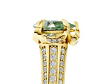 Yellow gold Fancy Green Pear  Solitaire Pave Split Shank Ring with Four-Prong Setting_161