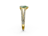 Yellow gold Fancy Green Pear  Solitaire Split Shank Pavé Diamond Engagement Ring_387