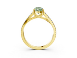 Yellow gold Fancy Green Pear  Solitaire Split Shank Pavé Diamond Engagement Ring_388