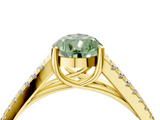 Yellow gold Fancy Green Pear  Solitaire Split Shank Pavé Diamond Engagement Ring_389
