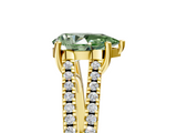 Yellow gold Fancy Green Pear  Solitaire Split Shank Pavé Diamond Engagement Ring_390