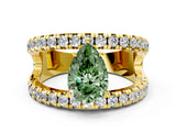 Yellow gold Fancy Green Pear  Solitaire Split Shank Pave Diamond Ring_49