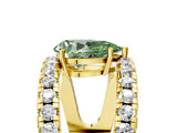 Yellow gold Fancy Green Pear  Solitaire Split Shank Pave Diamond Ring_54