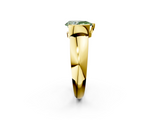 Yellow gold Fancy Green Pear  Solitaire Tension Set Diamond Ring with Wide Band_39