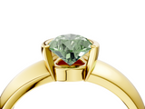 Yellow gold Fancy Green Pear  Solitaire Tension Set Diamond Ring with Wide Band_41