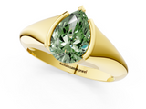 Yellow gold Fancy Green Pear  Solitaire Tension Set Diamond Ring_21