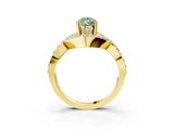 Yellow gold Fancy Green Pear  Solitaire Twist Band Pavé Diamond Engagement Ring_58