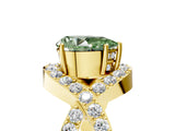 Yellow gold Fancy Green Pear  Solitaire Twist Band Pavé Diamond Engagement Ring_60