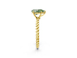Yellow gold Fancy Green Pear  Solitaire Twist Band Ring with Four-Prong Setting_70