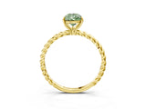 Yellow gold Fancy Green Pear  Solitaire Twist Band Ring with Four-Prong Setting_71