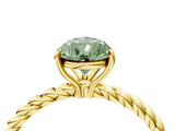 Yellow gold Fancy Green Pear  Solitaire Twist Band Ring with Four-Prong Setting_72