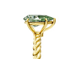 Yellow gold Fancy Green Pear  Solitaire Twist Band Ring with Four-Prong Setting_73