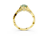 Yellow gold Fancy Green Pear  Solitaire Twist Band Six-Prong Setting 3