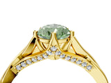 Yellow gold Fancy Green Pear  Solitaire Twist Band Six-Prong Setting 4