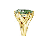 Yellow gold Fancy Green Pear  Solitaire Twist Band Six-Prong Setting 5