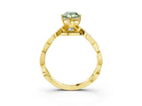 Yellow gold Fancy Green Pear  Solitaire Twist Band with Leaf Prong Setting 4