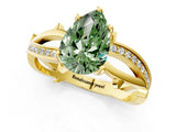 Yellow gold Fancy Green Pear  Solitaire Twist Band with Pavé Accents and Four-Prong Setting_22