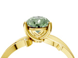 Yellow gold Fancy Green Pear  Solitaire Twist Band with Pavé Accents and Four-Prong Setting_25