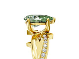 Yellow gold Fancy Green Pear  Solitaire Twist Band with Pavé Accents and Four-Prong Setting_26