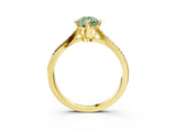 Yellow gold Fancy Green Pear  Solitaire Twist Band with Pavé Diamonds and Four-Prong Setting_70