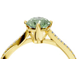 Yellow gold Fancy Green Pear  Solitaire Twist Band with Pavé Diamonds and Four-Prong Setting_71