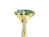 Yellow gold Fancy Green Pear  Solitaire Twist Band with Pavé Diamonds and Four-Prong Setting_72