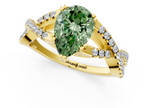 Yellow gold Fancy Green Pear  Solitaire Twist Band with Pavé Setting and Four-Prong Setting_32