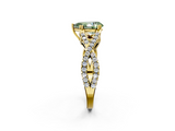 Yellow gold Fancy Green Pear  Solitaire Twist Band with Pavé Setting and Four-Prong Setting_33