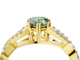 Yellow gold Fancy Green Pear  Solitaire Twist Band with Pavé Setting and Four-Prong Setting_35